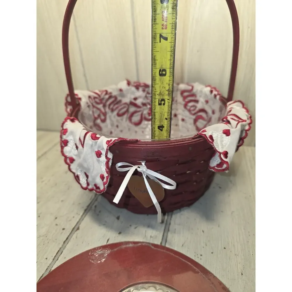 Vtg 2005 Longaberger Be My Valentine Basket Red Liner Sweetheart Doves Lid